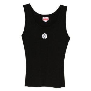 겐조 보크 플라워 2.0 자수 골지 탑, 블랙계열, Standard XS