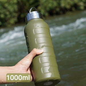 온더랩 대용량 텀블러 1L 스텐 리유저블 핸들 진공 보온 보냉병 물통, 1개, 1000ml, 카키