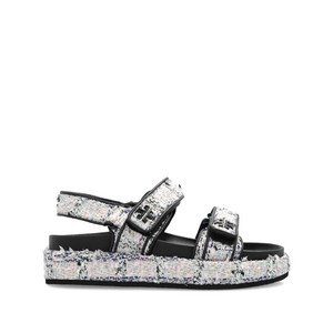 토리 버치 로고 디테일 스트랩 샌들, US 6.5(KR 235), 화이트계열+블랙계열