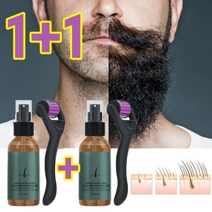 [당일배송] West&Month 1+1 수염발모제 스프레이형 수염관리 구렛나루, 30ml 1개+마이크로 니들 롤러, 30ml 1개+마이크로 니들 롤러
