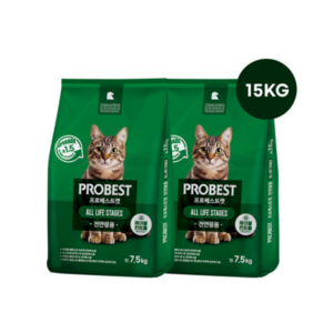프로베스트 고양이 그린 전연령 기능성 사료, 헤어볼+장건강, 7.5kg, 2개