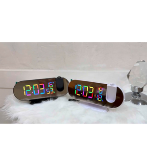 RGB 빔 LED 알람시계 스누즈 라디오 온습도계, 레인래빗시계(화이트)