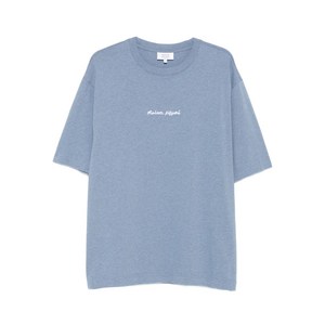 메종키츠네 로고 자수 코튼 티셔츠, 블루계열, Standard M(KR 100)