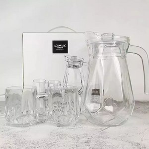 유리 물병 1200ml + 물컵 300ml x 4p 세트, 투명, 1세트