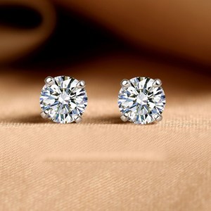 모이사나이트 1캐럿 4프롱 925 은 모조 다이아몬드 귀걸이 여성 귀걸이