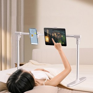 VANKIN 접이식 침대용 휴대폰 거치대 침대용 태블릿 거치대 높이 폭 조절 가능 듀얼 헤드 라이브 스탠드