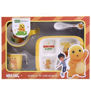 우허 나이롱 식기 4종 세트 WH001, 식판 + 그릇 + ..., 옐로우, 1개