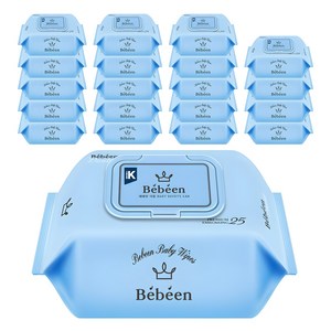 Bebeen 더블 휴대 영유아물티슈 캡형, 65g, 25매, 20개