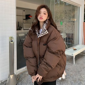 피어니스트 여성용 오버핏 다이아패턴 숏 패딩