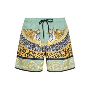 베르사체 타이거 프린트 드로스트링 스윔 쇼츠, 그린계열+옐로우계열, Numeric 5(KR 105)