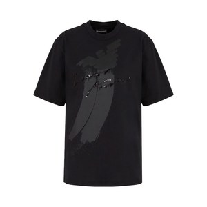 엠포리오아르마니 이글 로고 시퀸 장식 티셔츠, 블랙계열, Standard XS(KR 44)