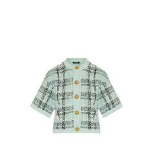 발망 체크 버튼 업 가디건