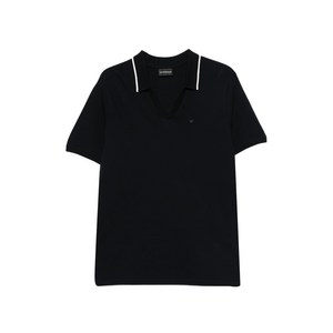 엠포리오아르마니 V넥 콘트라스트 트리밍 티셔츠, 블루계열, Standard L(KR 100)