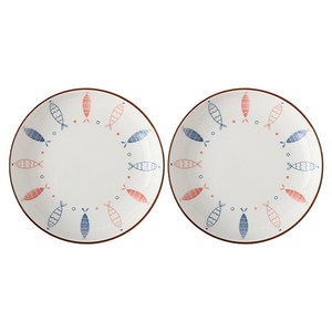가와시마야 세라믹 깊은 접시 17.78cm A-509-004, 17.8 x 3.3..., 물고기, 2개