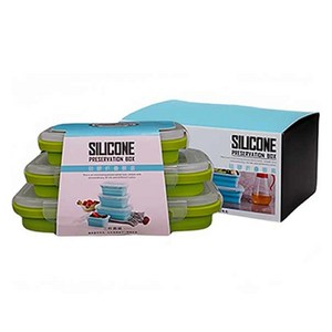 실리콘 접이식 밀폐용기 세트 그린, 350ml + 50..., 1개