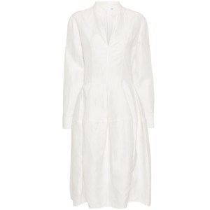 보테가 베네타 플리츠 디테일 미디 드레스, 화이트계열, Italy 38