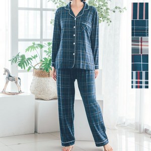 도씨 여성용 피치기모 긴팔 카라 잠옷 상하의 세트