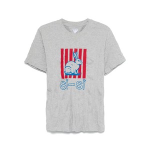 보테가 베네타 프린트 크러시드 티셔츠, 그레이계열, Standard XS