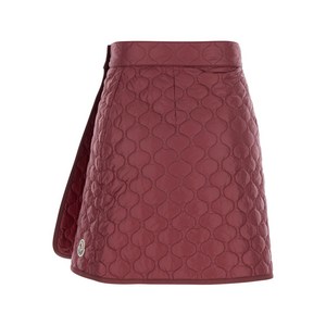 몽클레르 퀼팅 러버라이즈 로고 미니 스커트, 레드계열, Italy 40(KR 44)
