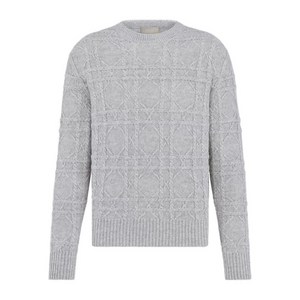 디올 케이블 니트 그리드 패턴 스웨터, 그레이계열, L(KR 105)