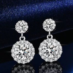 시르겜스 모이사나이트 1캐럿 925 순은 쌍동그라미 모조 다이아몬드 귀걸이