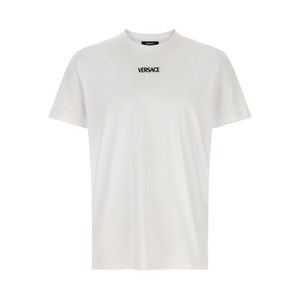 베르사체 로고 자수 크루 넥 티셔츠, 화이트계열, Standard XXL(KR 115)