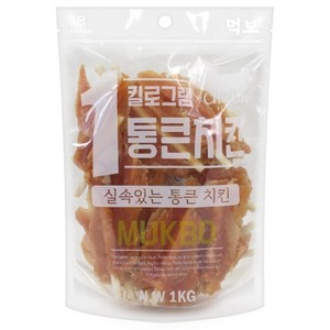 먹보 강아지 대용량 실속 상품 치킨 오리 육포 간식, 1개, 1kg, 치킨 숯불 닭갈비