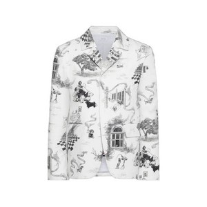 톰 브라운 헥터 투알 프린트 컷어웨이 재킷, 화이트계열+블랙계열, Numeric 2(KR 100)