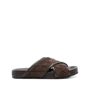 보테가 베네타 Tarik Intrecciato suede slides, IT 39(KR 240), 브라운계열
