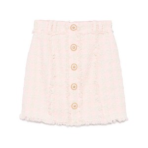 발망 트위드 미니 스커트, 핑크계열+화이트계열, France 40(KR 66)