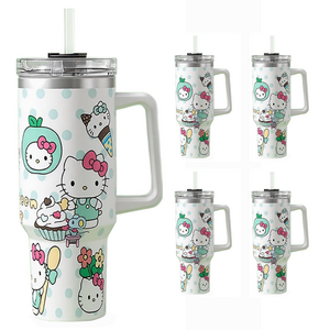 Tiger Pavilion 304 스테인리스 스틸 대용량 캐릭터 텀블러 1200ML, 그린, 5개