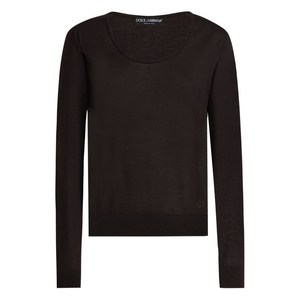 돌체앤가바나 스쿱 넥 긴소매 탑, 브라운계열, Italy 42(KR 55)