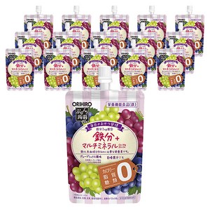 오리히로 탱글 곤약 플러스 철분 + 멀티 미네랄 그레이프 믹스 풍미 젤리, 130g, 16개