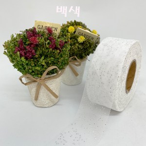 제이제이리본 쉬폰빤짝이리본 40mm 길이 50YD, 백색