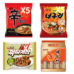 최대한Da 농심 멀티팩 봉지라면 신라면 짜파게티 너구리 미니 새우깡 번들, 1세트