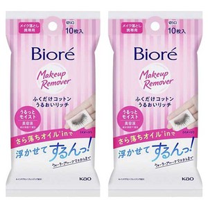 비오레 메이크업 리무버 닦기만 하면 되는 솜 모이스트 리치 휴대용, 10매입, 2개