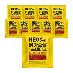 허닭PICK 닭가슴살 소스 스테이크 숯불바베큐, 10개, 100g