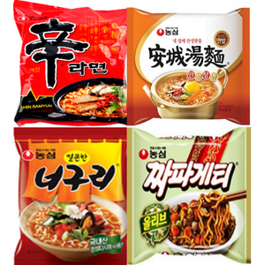 농심 신라면 120g x 5p + 안성탕면 125g x 5p + 얼큰 너구리 120g x 5p + 짜파게티 140g x 5p, 4세트