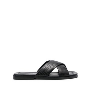 베르사체 그레카 패턴 오픈 토 슬라이더 샌들