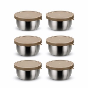 [엘리펀트] 40ml 스테인리스 미니 소스컵 - 6컬러 플라스틱 뚜껑 포함 소형 양념통 종지형 보관용기 6P 세트