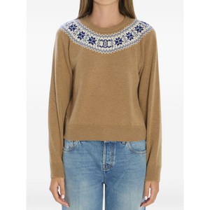 셀린느 페어 아일 패턴 캐시미어 스웨터, 브라운계열, S(KR 55)