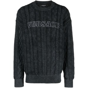 베르사체 그레카 케이블 니트 스웨터, 블랙계열, Italy 50(KR 105)