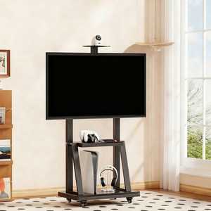 Tixpra 이동식 티비 스탠드 거치대 32-75인치 2단 선반 스테인리스강관