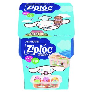 지퍼락 시나모롤 직사각형 컨테이너 밀폐용기 2개입