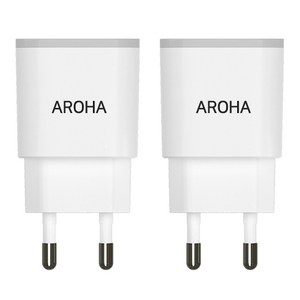 국산 아로하 2.1A 2usb 휴대폰 멀티 충전기 갤럭시 아이폰 호환 충전기 케이블 별도, 화이트, 20개
