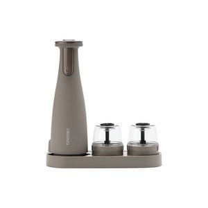 오리지니크 전동 후추 그라인더 작은입자 분쇄 + 컨테이너 3구 + 트레이 세트 316ml 크림브라운