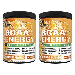 EVLUTIONNUTRITION BCAA 에너지 전해질 오렌지 망고, 333g, 2개