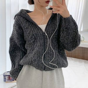 티데일리 여성용 블리스 꽈배기 니트 집업