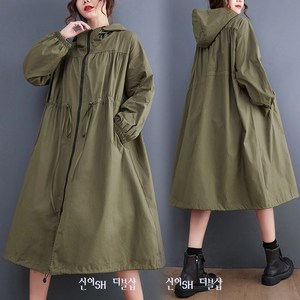 신이SH 더블샵 큰언니 빅사이즈 간지나는 허리스트랩 풀지퍼 카키 후드코트
