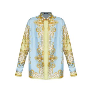 베르사체 바로크 프린트 셔츠, 블루계열+옐로우계열, Italy 46(KR 88)